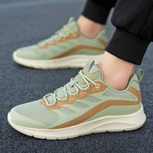 Men's Mesh Breathable Travel Shoes, Lightweight Soft Sole Shock Absorbing Running Sneakers, Spring