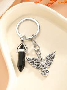 1 pièce Porte-clés unisexe avec détail de crâne, charme de papillon et de pierre, accessoire funky pour la décoration des clés, accessoires de voiture, sacs, école. Gothique mignon Y2K