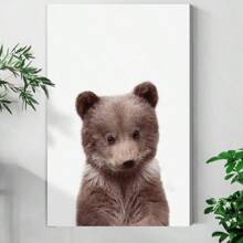 1pc Framed Canvas Poster Baby Bear Animal Wall Art Canvas Paintings Ideal Gift For Bedroom Living Room Corridor Wall Art Wall Decor Room Decoration