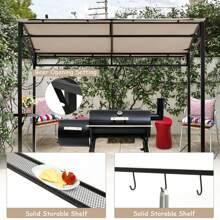 Lifezeal 7'x4.5' Grill Gazebo Outdoor Patio Garden BBQ Canopy Shelter Storage Hook - Beige - View 4