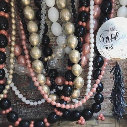 60pcs/75pcs/80pcs Quick Link Balloons White Black Gold Silver 6 Inch 10inch Latex Linking Balloons For Balloon Wall/Balloon Arches/Balloon Chains, Birthday Party Wedding Anniversary Graduation Arch Party Decor