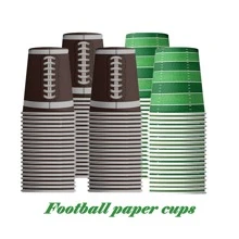 Paquete de 10 vasos desechables de papel con tema de rugby para fiestas, adecuados para fiesta de cumpleaños, baby shower, reunión familiar, reunión de clase, picnic al aire libre