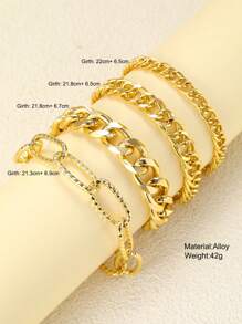 5PCS/4PCS Set Of Women's Simple Faux Pearls Gold-Tone Bracelets Perfect For Women's Casual And Daily Wear - Style 1 - View 6