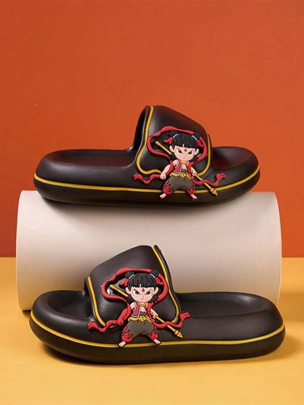 1 Pair Kids Cartoon Anti-Slip Cute Flat Slip-On Slippers, Suitable For Home, Beach, Outdoor In Summer