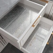 3/5米 银色厨房灶台铝箔自粘墙贴 防油/防水/防潮/防污/防火耐高温贴纸 抽油烟机后板墙纸 可裁剪墙面保护膜 抽屉柜门及台面翻新保护墙纸 - 彩色 - 查看 10