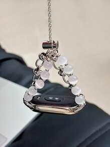 1pc Women's White Jade Green Metallic Elegant Cat Eye Stone Chain Band Strap For 8Pro/9Pro, 8/8NFC/9/9NFC Smartwatch