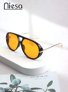 1 Stück Damen Piloten-Rahmen Metallbein PC (Polycarbonat) modische Modebrille für Strand, Party, Reisen, einfarbig, Boho-Stil, geeignet für alle Jahreszeiten für Sommerurlaub am Strand, Outdoor, Reisen