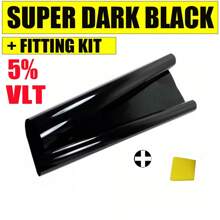 CAR WINDOW TINT FILM KIT TINTING SUPER DARK BLACK LIMO 5% 75CM X 6M - Black - View 1
