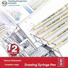 Juego de 6 a 12 piezas de rotuladores marcadores con punta de aguja, punta fina y pincel suave para dibujo, arte, manga y esbozos, suministros de papelería