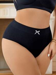 Plus Size Women Seamless High Elastic Comfortable Briefs Legging Comfy Breathable Shorts - Black - View 3