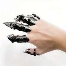 Oversized gegliederter Fingerring, Vampir Klauen Rüstungsschmuck, flexibler Metallklauen Spitze, Gothic Schwarz Geschenk zum Muttertag