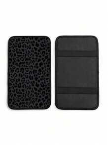 1pc Car Armrest Pad With Leopard Print Design, Decorative Car Interior Armrest Box Mat