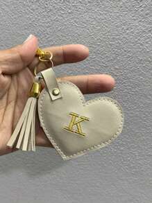 Personalized Keychain With Initial - Beżowy - Zobacz 3
