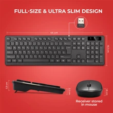 NetHong 2.4GHz Slim Wireless Keyboard And Mouse Combo Set For PC Laptop Full-Size New