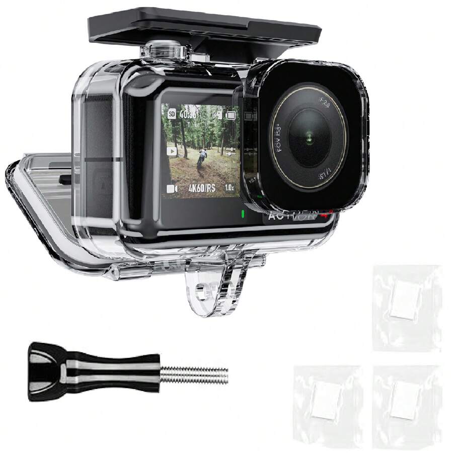 TELESIN 防水外壳适用于 DJI OSMO Action 5 Pro Action 4 3 相机，带防雾水下外壳，外壳笼支持 45 米/148 英尺深潜、水肺浮潜、游泳，带快速释放螺丝