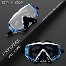Scuba Diving Mask Tempered Glass Lens Swim Snorkeling Dive Mask Panoramic View(Diving)