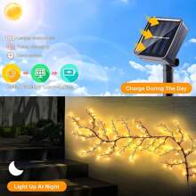 1PC Solar Willow Vine Light, Rattan Fairy Light, Bendable Rattan Branch Light, Flexible Artificial Branch Light, 72 LED 55inch ", 96 LED 72.8inch", Solar Indoor Night Light, Wall Decoration Embellishment Creative Decoration Light,Applicable For Holidays, Christmas, Halloween, Graduation Season Various Festivals - Warm White - View 5