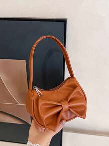 1pc Sweet PU Bow Handbag Shoulder Bag, Casual & Fashionable Solid Color Small Bag, Meets All-Match Storage Needs, Multiple Colors Available, Exquisite & Versatile, Suitable For Daily Travel, Shopping, Photography, All Seasons, Great Gift For Teenagers - Bow Handbag - View 13