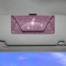 1 pièce Étui à lunettes décoratif avec strass, boîte de rangement pour lunettes