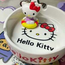 1pc Sanrio Cartoon Cute Ceramic Ashtray, Simple European Style Ceramic Household Living Room Decor Accessory, Fashionable Ashtray
