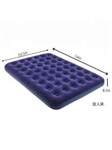 1pc Inflatable Camping Air Mattress, Flocked PVC Thick Pad - Black - View 11