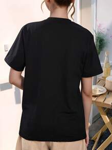 Women's Personalized Print Colorful Face Loose Round Neck T-Shirt