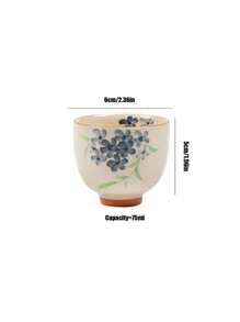 1pc/2pcs/4pcs Ash Gray Ceramic Tea Cup, Hand-Painted Hydrangea Pattern, Personal Tea Cup, Gongfu Tea Set, Gift For Elders, Friends And Relatives Back To School