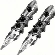 Oversized gegliederter Fingerring, Vampir Klauen Rüstungsschmuck, flexibler Metallklauen Spitze, Gothic Schwarz Geschenk zum Muttertag