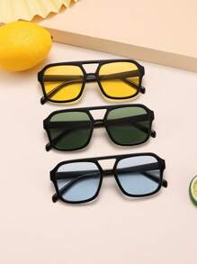 3 Pairs Acrylic Casual Pilot Square Frame Glasses For Teenagers (12-16 Years Old), Suitable For Holidays And As Festival Gifts - Multicolor - View 15