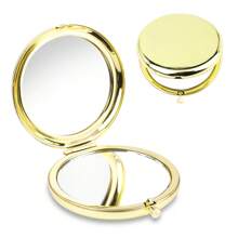 1 pieza Espejo de mano mini redondo y reversible portátil y plegable de metal para hombres y mujeres, maquillaje, barato, decoración de habitaciones, tocador, viaje, dormitorio, accesorios de maquillaje, espejo, espejo de tocador, mini espejo, espejo compacto, espejo pequeño, espejo de mano