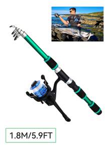 Set completo de caña de pescar telescópica con carrete giratorio, señuelos, anzuelos y accesorios de pesca para viaje