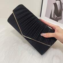 Elegant Pleated Evening Bags, Black And Apricot Envelope Dinner Bags For Parties, Weddings And Banquets. Perfect Handbags For Ladies