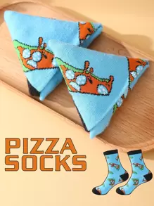 1 paire de chaussettes de haute qualité design pizza, unisexes, confortables et mignonnes, convenant pour l'été, toutes les saisons, la fête des mères, la fête des pères, Pâques, la rentrée scolaire, pour améliorer l'atmosphère de la maison. Chaussettes amusantes et mode, imaginatives et colorées, convenant comme cadeau de vacances, pour le casual, l'académique, les , le style rétro urbain, le minimaliste, les vacances, la salle de sport, les réunions de famille, les voyages, les vacances en plein air, le bureau le weekend, les cadeaux, les sports, douces et confortables