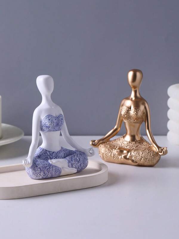 1pc Resin Creative Yoga Girl Buddha Statue Figurine, Holiday Decor, Home Decor For Living Room, Bedroom, Office, Hotel, Entrance, Tabletop Display, Best Gift For Mother's Day, Birthday, Back To School, Graduation, Wedding