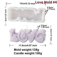 情书蜡烛硅胶模具3D爱心玫瑰花香薰蜡烛香皂石膏模具DIY情人节礼物家居婚礼装饰工具 - 白色 - 查看 17