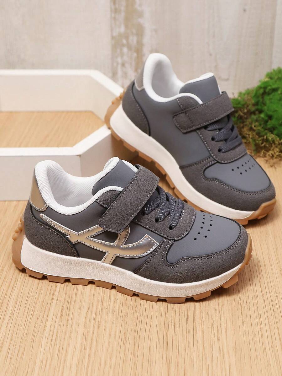 1 Pair Fashion Casual Comfortable Versatile Hook And Loop Children Sports Shoes, Suitable For School, Outdoor, All Season