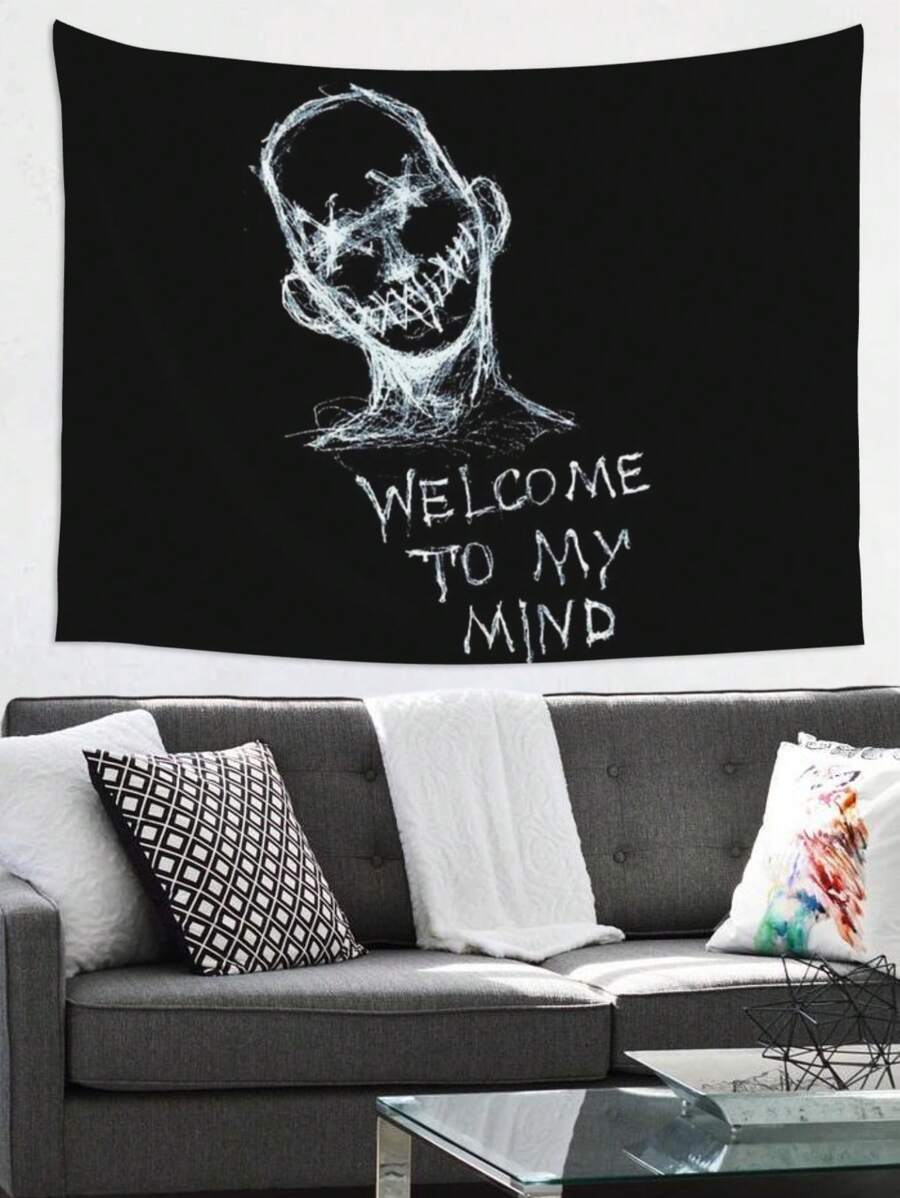 1 tấm thảm Welcome To My Mind, hình chữ nhật polyester ngộ nghĩnh treo tường, biểu ngữ động lực lấy cảm hứng từ meme, đồ trang trí tường đẹp cho bữa tiệc Man Cave ở ký túc xá đại học - Nhiều màu - Xem 1