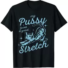 My Loves A Good Stretch Inappropriate Adult Humor Cat T-Shirt - màu đen - Xem 1