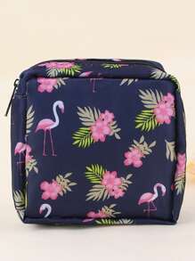 1pc Flamingo Sanitary Napkin Storage Bag, Change Storage Bag, Girly Color Simple Multifunctional Coin Purse, Cosmetic Bag, Tampon Sanitary Napkin Storage Bag, Dormitory Travel Portable Small Bag Is Suitable For School, Work, And Business Trips
