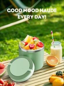 Meoky 1pc Stainless Steel Insulated Food Container With Handle - Keeps Food Warm/Cold, Portable Design, Suitable For Home And Office, Fashionable And Practical - Green-630ml - View 7