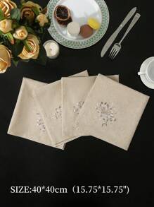 1/2/4件精美绣花餐巾，绿色或咖啡色可选，装饰，可用作防油防污，适用于家庭，节日装饰，派对餐饮，婚宴，餐厅，厨房，室内外，露营 - 咖色 - 查看 5