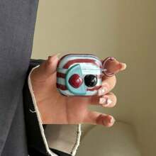 Vintage Brown & Blue Gemstone Handmade Sticker Transparentny pokrowiec na słuchawki + zestaw wiszących pierścieni, kompatybilny z Apple AirPods Pro2/AirPods Pro/AirPods 4/AirPods 3/AirPods 2