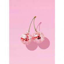 1pc Cherry Disco Ball Changes Fashionable Art Maximum Wall Bar Room Home Decoration Wall Cherry Pink Canvas Painting No Frame