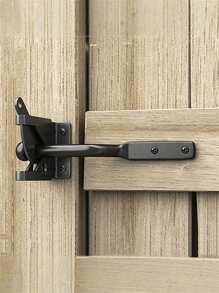 1 set de Loquet de porte en acier au carbone chromé à charnière longue, Loquet de porte de clôture autoverrouillant à levier de gravité automatique pour porte de clôture en bois, Gâches de porte de clôture (1 levier de verrouillage + 1 tête de verrouillage + 6 vis), Ensemble de serrure de charnière de clôture en acier au carbone - Goupilles en fer argenté, Loquet de jardin et de porte à usage multiple avec vis incluses, Loquet de portail automatique avec boulon pour clôture de pâturage, jardin, Clapet de rattrapage automatique en acier au carbone pour fourniture de matériel de clôture de jardin