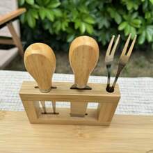 1 Plateau à fromage, 1 Fourchette à fromage, 1 Couteau à fromage droit, 2 Fourchettes à fruit, Plateau de service de cuisine maison pour fruits, pain, biscuits, convient pour les fêtes, les vacances et les cadeaux