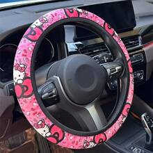 Sanrio (Authorized) Sanrio Hello Kitty Car Steering Wheel Cover - Elastic Fit, No Inner Ring, Polyester Material, 14.96-Inch Car Interior Accessories, SANRIO