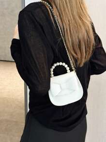 Butterfly & Pearl Decor Meisjes Stijlvolle Messenger Bag, Schattige Cross-Body Schoudertas