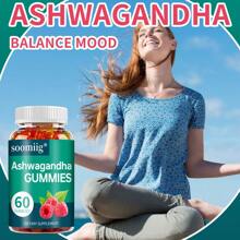 SOOMIIG KSM-66 Ashwagandha Dietary Supplement Gummies, Containing 50mg Of Raspberry, Support Mood Health, Suitable For Both Men And Women, 60 Gummies. - 1瓶 - 查看 5