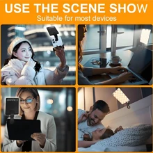 手机自拍灯夹，60 个 LED 手机补光灯 CRI 95+ 3 种灯光模式可调光，10 级亮度调节，可充电夹式补光视频灯，适用于手机、iPad、笔记本电脑、相机