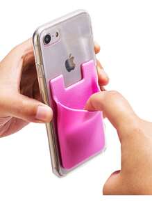 Premium Silicone Cell Phone Card Holder With Adhesive For IPhone Android - White - View 2